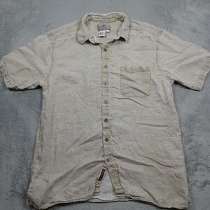 Territory Ahead Shirt Mens XLT Brown Floral Linen Button Up‎ Short Sleeve